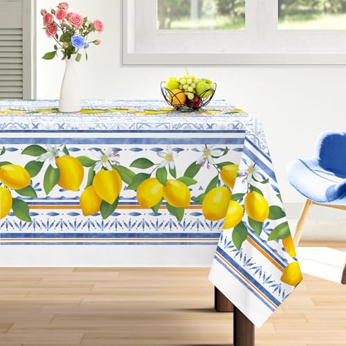 Arquiel Tischdecke Rechteckige Zitrone, Tischtuch Wasserabweisend StrapazierfäHiges Aquarell, Abwischbar Tischdeck FüR Abendessen, Haus, KüChe, Hochzeit, Party, FrüHling/Sommer(152 x 304 cm von Arquiel