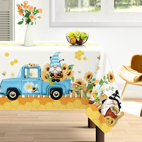 Arquiel Tischdecke Sonnenblume, Tischdecken Gelb Blume GNOME Abwaschbar Wasserabweisend Rechteckige Tischtuch Tischdeck für Haus Küche Esszimmer Party Dekoration FrüHling/Sommer(152 x 213 cm) von Arquiel