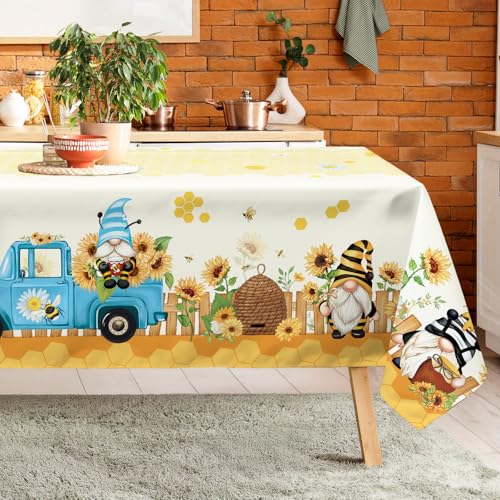 Arquiel Tischdecke Sonnenblume, Tischdecken Gelb Blume GNOME Abwaschbar Wasserabweisend Rechteckige Tischtuch Tischdeck für Haus Küche Esszimmer Party Dekoration FrüHling/Sommer(152 x 304 cm) von Arquiel