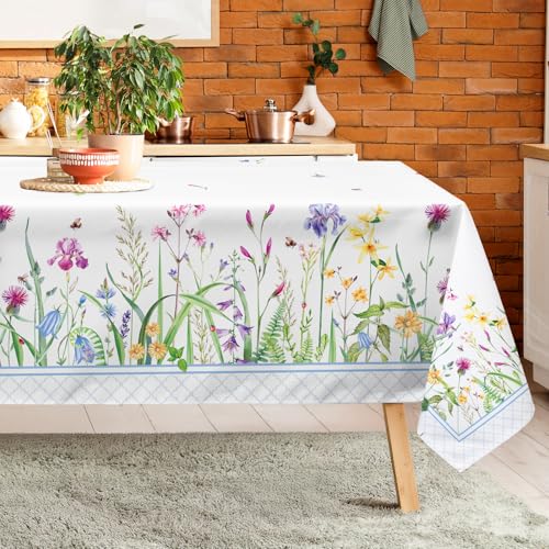 Arquiel Tischdecke Wildblumen, Tischdecken Abwaschbar Rechteckige Tischtuch Frühling Blätter Tischdeck für Haus Küche Esszimmer Party Dekoration(140 x 180 cm) von Arquiel