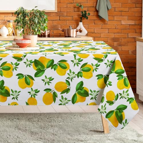 Arquiel Zitronen Gelb Tischdecke Rechteckig, Tischtuch Abwischbar PVC Wasserdicht öLdichte Wachstischdecke Pflegeleich Tischbelag FüR KüChe Und Party Outdoor Schmücken 152x213cm von Arquiel