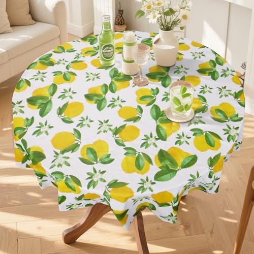 Arquiel Zitronen Gelb Tischdecke Runden, Tischtuch Abwischbar PVC Wasserdicht öLdichte Wachstischdecke Pflegeleich Tischbelag FüR KüChe Und Party Outdoor Schmücken 152cm von Arquiel