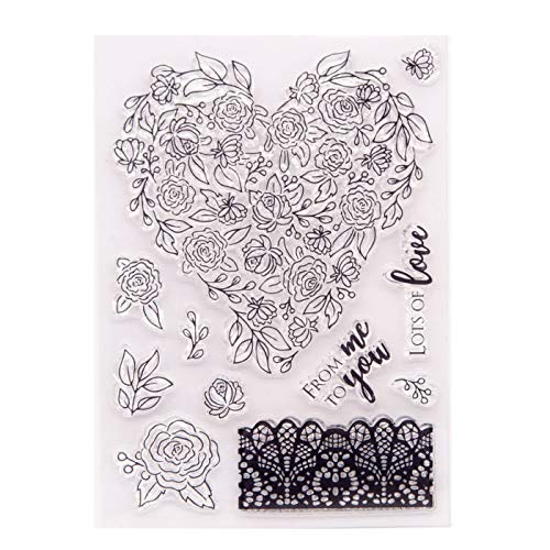 arriettycraft Lots of Love Blumen Herzform Spitze Bordüre Valentinstag klare Stempel für Kartenherstellung Dekoration und DIY Scrapbooking von arriettycraft