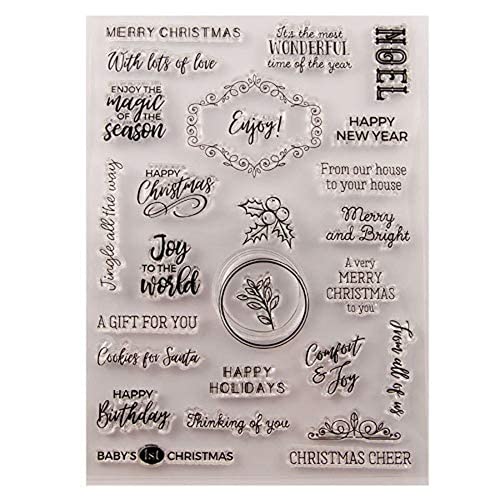 Arrietty Transparente Stempel mit Aufschrift „Merry Christmas Happy New Year“ für Weihnachtskarten, Dekoration und Scrapbooking, Gummistempel zum Basteln von Arrietty
