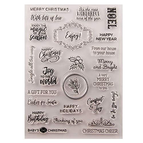 Arrietty Transparente Stempel mit Aufschrift „Merry Christmas Happy New Year“ für Weihnachtskarten, Dekoration und Scrapbooking, Gummistempel zum Basteln Arrietty Transparente Stempel mit Aufschrift „Merry Christmas Happy New Year“ für Weihnachtskarten, Dekoration und Scrapbooking, Gummistempel zum Basteln von Arrietty