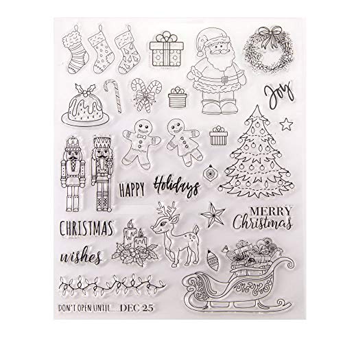 arriettycraft Frohe Weihnachten Schneemann Weihnachtsbaum Berry Branch Ornament Socken Hirsch Weihnachtsmann Frohe Feiertage Klare Briefmarken für Weihnachtskarten Dekoration Scrapbooking Stempel von Arrietty