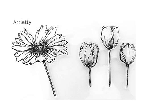 arriettycraft Schöne, blühende Gänseblümchen-Blumenstempel, gezeichnete Blumen, klare Stempel für Kartengestaltung, Dekoration und DIY Scrapbooking von Arrietty