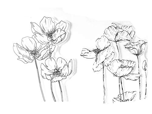 arriettycraft Schöne blühende Mohnblumen, kunstvolle Skizzenblumen, klare Stempel für Kartenherstellung, Dekoration und Bastelarbeiten von Arrietty