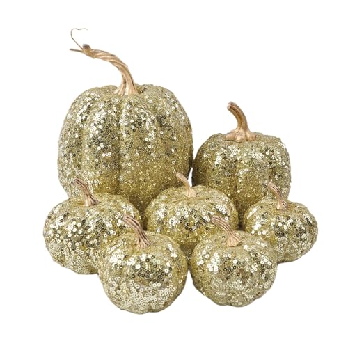 Arroopu Dekorationskürbisse - Tisch Deko Fest - Glitzerndes Festliches Deko Ornament 7 Stück als Figur für Flur, Feiertagsfeste, Zuhause, Party, Schreibtisch, Schlafzimmer und Tisch Arroopu Dekorationskürbisse - Tisch Deko Fest - Glitzerndes Festliches Deko Ornament 7 Stück als Figur für Flur, Feiertagsfeste, Zuhause, Party, Schreibtisch, Schlafzimmer und Tisch von Arroopu