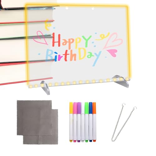 Arroopu Leuchtende Zeichentafel Für Kinder - Beleuchtete Trockenlösch Notiztafel - Malbrett Mit 7-Farben Stiften Für Büro Unterricht Familie Kinder von Arroopu