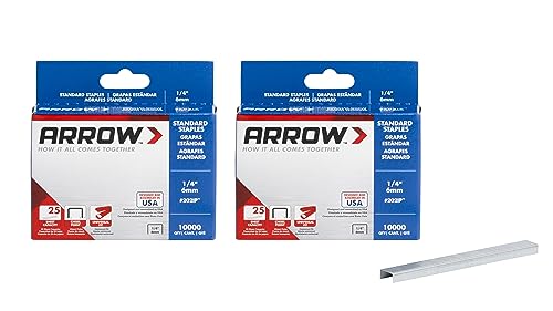 Arrow 202IP-EK Standard-Klammern, 6,35 mm Länge, Multipack, verzinkter Stahl, Bürobedarf für Schreibtischhefter für Business, Klassenzimmer, Heimbüro und Handwerk, 2er-Pack, 10.000 Stück pro Packung von Arrow