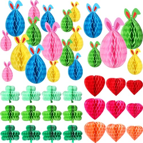 Arrowbash 36 Stück Valentinstag St. Patrick's Day Ostern Waben Herz Waben zum Aufhängen für Zuhause Kleeblatt Mittelstücke für Tische Osterhasen Waben für Ostern hängende Dekorationen Arrowbash 36 Stück Valentinstag St. Patrick's Day Ostern Waben Herz Waben zum Aufhängen für Zuhause Kleeblatt Mittelstücke für Tische Osterhasen Waben für Ostern hängende Dekorationen von Arrowbash