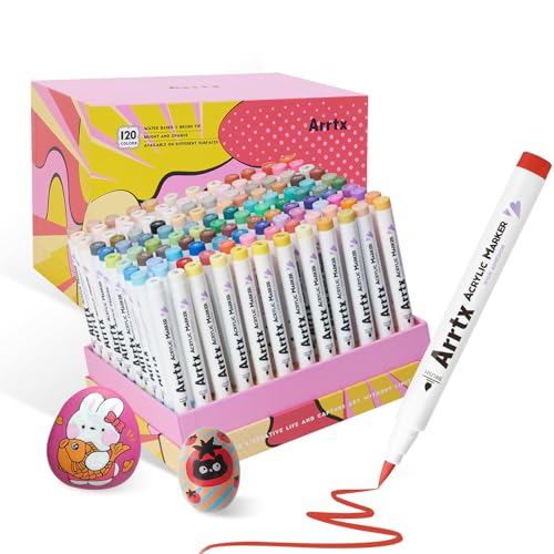 Arrtx 120 Acrylstifte für Steine Wasserfest, Graffiti Acrylstifte Marker Pinsel Spitze, Acrylmarker für Glas, Steine malerei, Keramik, Holz, Met, DIY, Bastelarbeiten, Kunstbedarf Arrtx 120 Acrylstifte für Steine Wasserfest, Graffiti Acrylstifte Marker Pinsel Spitze, Acrylmarker für Glas, Steine malerei, Keramik, Holz, Met, DIY, Bastelarbeiten, Kunstbedarf von Arrtx