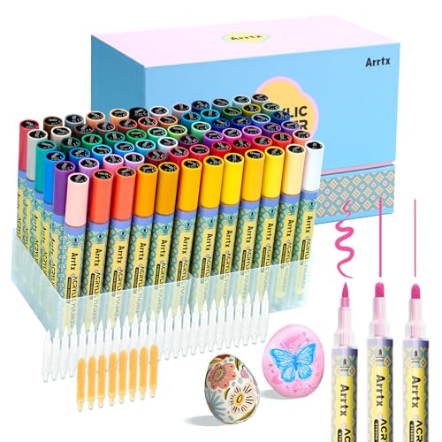 Arrtx Acrylstifte für Steine Bemalen, 72 Farben 3mm Mittlere Spitze Acrylstifte Marker, Acrylmarker für Künstler, Steinmalerei, Holz, Leinwand, Bastelbedarf, Glas, Metall Arrtx Acrylstifte für Steine Bemalen, 72 Farben 3mm Mittlere Spitze Acrylstifte Marker, Acrylmarker für Künstler, Steinmalerei, Holz, Leinwand, Bastelbedarf, Glas, Metall von Arrtx