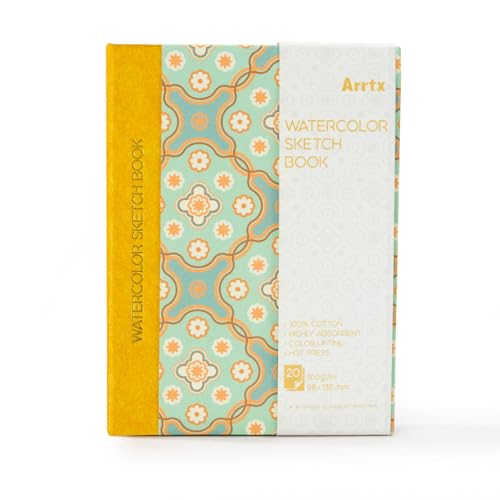Arrtx Aquarell-Skizzenbuch, 100 % Baumwolle, säurefrei, 63,5 kg/300 g/m², Hardcover, Aquarell-Tagebuch, Notizbuch, 20 Blatt, 13,6 x 9,8 cm Arrtx Aquarell-Skizzenbuch, 100 % Baumwolle, säurefrei, 63,5 kg/300 g/m², Hardcover, Aquarell-Tagebuch, Notizbuch, 20 Blatt, 13,6 x 9,8 cm von Arrtx