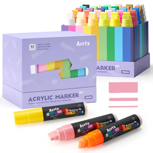 Arrtx Graffiti Acryl Marker Set, 15mm Jumbo-Filzspitze Grafitistifte, 30 Jumbo Marker, Acryl-Farbstifte für DIY, Felsmalerei, Steine Wasserfest, Keramik, Glas, Holz, Leinwand Arrtx Graffiti Acryl Marker Set, 15mm Jumbo-Filzspitze Grafitistifte, 30 Jumbo Marker, Acryl-Farbstifte für DIY, Felsmalerei, Steine Wasserfest, Keramik, Glas, Holz, Leinwand von Arrtx