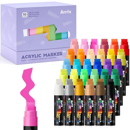 Arrtx Jumbo Poster Marker 30 Farben 15MM breite Spitze Acryl Marker für Rock Malerei, Glas, Poster, Stein von Arrtx