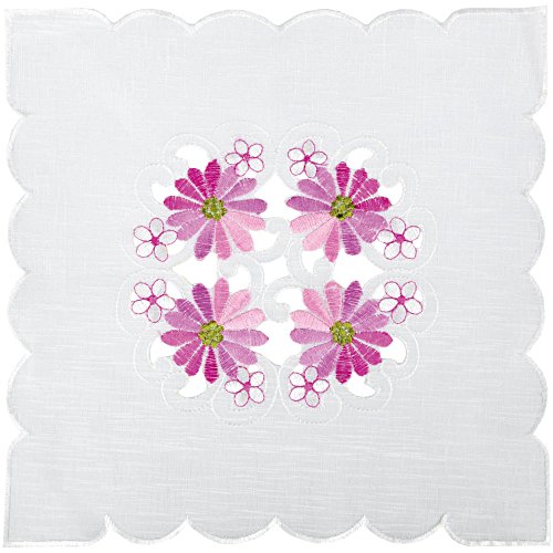 Arsvita Tischdecke mit Stickerei, mit Blumen oder Schmetterlingen bestickte 30x30cm Decke für den Tisch, in vielen verschiedenen Designs verfügbar (Rosa - Pink/Eckig) von Arsvita