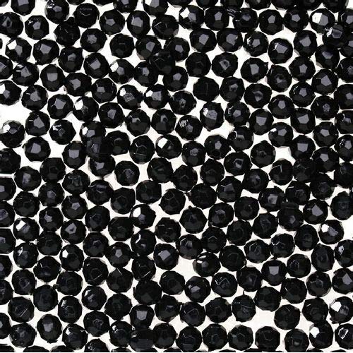 Facettierte Kunststoffperlen, 8 mm, Opague Black, 1.000 Stück von Art Cove