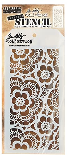 Art Gone Wild Stampers Anonymous Tim Holtz Spitze Schablone, Synthetic Material, durchsichtig, 20.5 x 12.7 x 0.1 cm von Stampers Anonymous