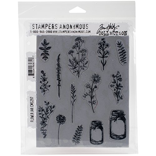 Stampers Anonymous Tim Holtz Gummistempel-Set mit Blumengläsern, Synthetisches Material, Mehrfarbig, 24.5 x 18 x 0.6 cm von Stampers Anonymous