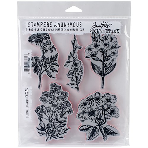 Tim Holtz Cling Stamps 7"X8.5"-Illustrated Garden von Stampers Anonymous