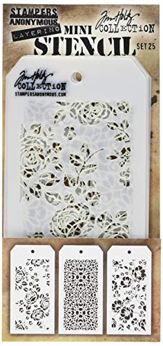 Tim Holtz Mini Layered Stencil Set 3/Pkg-Set #25 von Stampers Anonymous