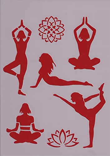 Schablonen Yoga Relax zum Malen und Zeichnen A4, 21 x 29 cm, Stencil, Zen, Ritual von Art LIFE