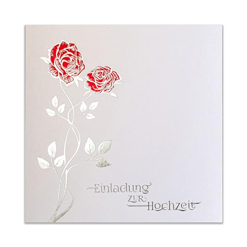 Art Nuvo HOCHZEITSEINLADUNGEN - SATZ 20 St, 135x135mm MIT BEDRUCKBAREN EINLAGEN UND UMSCHLÄGEN FÜR HOCHZEIT – FARBIGE, METALLISCHE FOLIE, GEPRESSTES MUSTER AUF METALLICPAPIER, ZAP_DE_21 von art nuvo