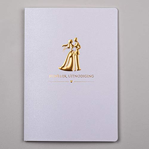 ART NUVO WEDDING INVITATIONS CARDS - 20pcs, 120x170mm, WITH PRINTABLE INNERS AND ENVELOPES FOR WEDDING - GOLD FOILED, EMBOSSED DESIGN ON METALLIC, DECORATIVE PAPER von art nuvo