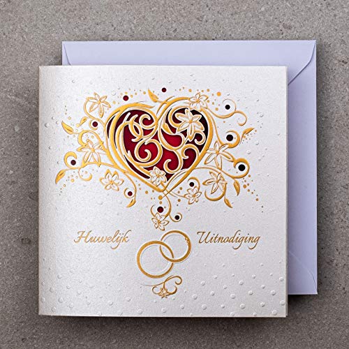 ART NUVO WEDDING INVITATIONS CARDS - 20pcs, 135x135mm, WITH PRINTABLE INNERS AND ENVELOPES FOR WEDDING - GOLD FOILED DESIGN ON WATERCOLOR PAPER von art nuvo