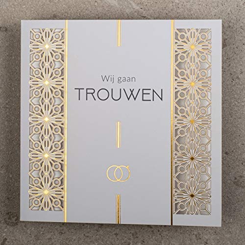 ART NUVO WEDDING INVITATIONS CARDS - 20pcs, 135x135mm, WITH PRINTABLE INNERS AND ENVELOPES FOR WEDDING - LASER CUT, GOLD FOILED, PRINTED DESIGN ON DOUBLE COATED PAPER von art nuvo