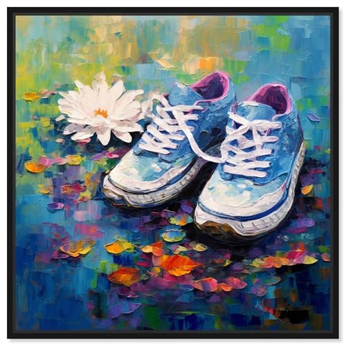 Art Remedy Lily Pad Sneakers, Leinwand, Sneaker, Wandkunst, schwarzer Rahmen, 30,5 x 30,5 cm Art Remedy Lily Pad Sneakers, Leinwand, Sneaker, Wandkunst, schwarzer Rahmen, 30,5 x 30,5 cm von Art Remedy