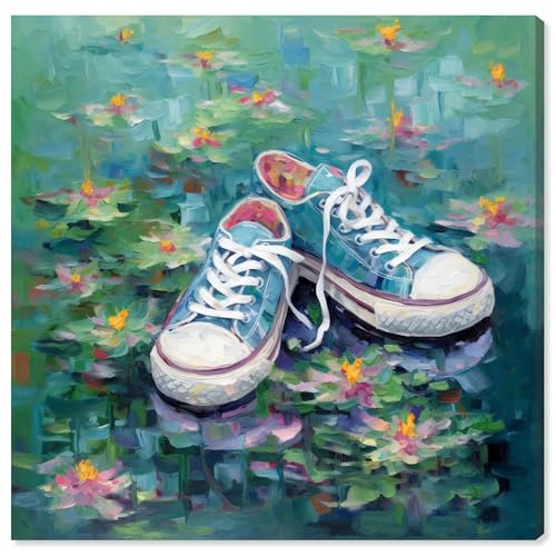Art Remedy Lily Pad Sneakers II Leinwand-Sneaker, Wandkunst, Galerieverpackung, 76,2 x 76,2 cm von Art Remedy