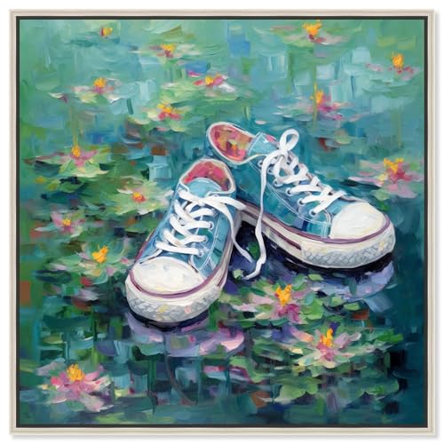 Art Remedy Lily Pad Sneakers II Leinwand-Sneaker-Wandkunst, silberfarbener Rahmen, 61 x 61 cm Art Remedy Lily Pad Sneakers II Leinwand-Sneaker-Wandkunst, silberfarbener Rahmen, 61 x 61 cm von Art Remedy
