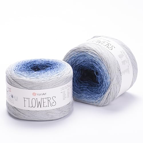 271 Strickgarn, Kunstblumengarn, 55 % Baumwolle, 45 % Acryl, 250 g, mehrfarbiges Baumwollgarn, Regenbogen-Häkelgarn, Frühling, Sommer, fein 1 Top, 7 am häufigsten verwendete Farben von Art of Yarn