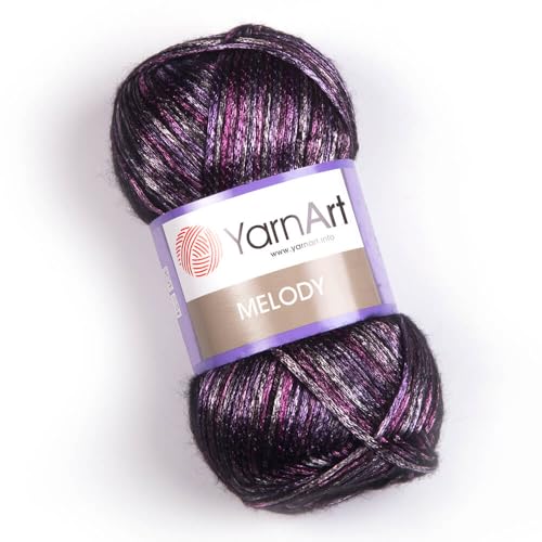 Art of Yarn Häkeln, Stricken, metallischer Glanz, weicher Kammgarn, 3 Stück, 9 % Wolle, 21 % Acryl, 70 % Polyamid, 200 g x 2 cm, 250 m, 2 x glänzend glitzernd 303 von Art of Yarn