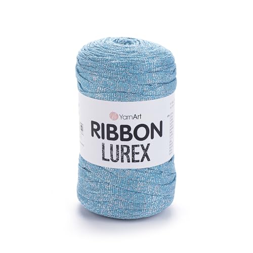 Art of Yarn T-Shirt-Garn Lurex % 60 Baumwolle zum Häkeln, Stricken, grob, glitzernd, metallischer Stoff, Anfänger-T-Shirt, 500 g, 220 m, Untersetzer, perfekte Taschen, Körbe, Heimdekoration, 2 Stück Art of Yarn T-Shirt-Garn Lurex % 60 Baumwolle zum Häkeln, Stricken, grob, glitzernd, metallischer Stoff, Anfänger-T-Shirt, 500 g, 220 m, Untersetzer, perfekte Taschen, Körbe, Heimdekoration, 2 Stück von Art of Yarn