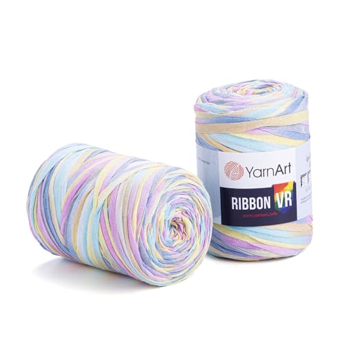 Art of Yarn T-Shirt-Garn VR%60 Baumwolle zum Häkeln, Stricken, grob, metallischer Stoff, Anfänger-T-Shirt, 500 g, Untersetzer, perfekte Taschen, Körbe, Heimdekoration, 2 Stück, Pastell-Regenbogen 9929 Art of Yarn T-Shirt-Garn VR%60 Baumwolle zum Häkeln, Stricken, grob, metallischer Stoff, Anfänger-T-Shirt, 500 g, Untersetzer, perfekte Taschen, Körbe, Heimdekoration, 2 Stück, Pastell-Regenbogen 9929 von Art of Yarn