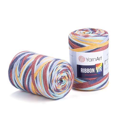 Art of Yarn T-Shirt-Garn VR%60 Baumwolle zum Häkeln, Stricken, grob, metallischer Stoff, Anfänger-T-Shirt, 500 g, Untersetzer, perfekte Taschen, Körbe, Heimdekoration, 2 Stück, erdig-mehrfarbig 9925 Art of Yarn T-Shirt-Garn VR%60 Baumwolle zum Häkeln, Stricken, grob, metallischer Stoff, Anfänger-T-Shirt, 500 g, Untersetzer, perfekte Taschen, Körbe, Heimdekoration, 2 Stück, erdig-mehrfarbig 9925 von Art of Yarn