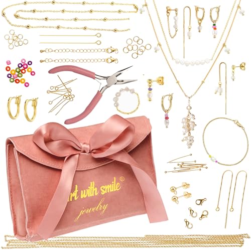 Art with smile Schmuckherstellungsset für Erwachsene und Teenager – DIY-Armbandherstellungsset für Mädchen, Freundschaftsarmband-Set mit Perlen, Ketten, Werkzeugen aus 14 Karat Gold Art with smile Schmuckherstellungsset für Erwachsene und Teenager – DIY-Armbandherstellungsset für Mädchen, Freundschaftsarmband-Set mit Perlen, Ketten, Werkzeugen aus 14 Karat Gold von Art with smile
