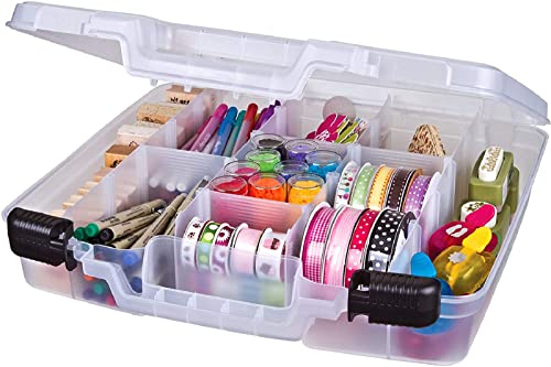 ArtBin 6961AB Quick View Tragetasche mit tiefem Boden und herausnehmbaren Trennwänden, tragbare Aufbewahrungsbox für Kunst und Handwerk, 38,1 cm, transparent, weiß, 38.1 Centimeter - Deep von ArtBin