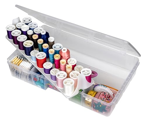 ArtBin Lutions Nähzubehörsystem mit herausziehbarer Fadenspulenablage, [1] Kunststoff-Aufbewahrungskoffer, transparent, Polypropylen (PP) von ArtBin