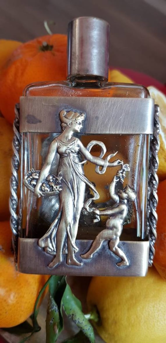 Jugendstil Parfüm Parfume Sheffield Flasche Metall Glas Antike Vintage Frankreich Perfekte Bedingungen von ArtEurope