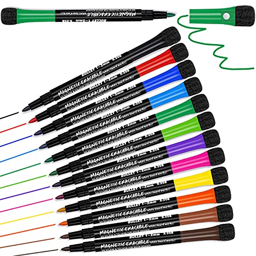 12 Whiteboard Marker - Whiteboard Stifte Folienstift Abwischbar, Magnetisch Dry Erase Marker mit Schwamm, Abwischbare Stifte Whiteboardmarker Dünn, Non Permanent Stift Wochenplaner Magnettafel Zubehör 12 Whiteboard Marker - Whiteboard Stifte Folienstift Abwischbar, Magnetisch Dry Erase Marker mit Schwamm, Abwischbare Stifte Whiteboardmarker Dünn, Non Permanent Stift Wochenplaner Magnettafel Zubehör von Artbiu
