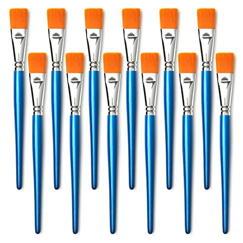 Artbud 25mm Flache acryl Pinsel, 12 StüCk Pinselset Acrylfarben KüNstlerpinsel Paint Brush Set für Acryl, Ölgemälde, Gouache und Tempera Malerei von Artbud