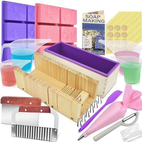 Artcome Soap Making Kit - Complete DIY Soap Making Supplies with 42oz Silicone Loaf Mold, Wooden Cutting Tools, Honeycomb Molds, Measuring Cups & More for Crafting Handmade Soaps - Ideal for Gift von Artcome