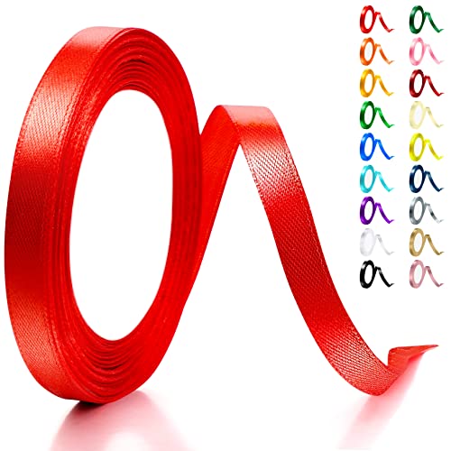 Artcut Geschenkband, 10MM × 22M Red Band, Satinband, Schleifenband, Seidenband, Rotes Band, Bänder Zum Basteln, Stoffband, Geschenkband Rot für Kuchen, Hochzeit, Valentinstagsgeschenk, Blumen von Artcut