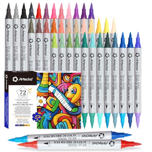 Artecho 72 Farben 36 Stück Acrylstifte Wasserfester Fine Tip Marker mit doppelten Enden für Rock Painting, Glas, Papier, Holz, Ei, Leinwand, Keramik, Stoff, Leder, DIY Crafts Artecho 72 Farben 36 Stück Acrylstifte Wasserfester Fine Tip Marker mit doppelten Enden für Rock Painting, Glas, Papier, Holz, Ei, Leinwand, Keramik, Stoff, Leder, DIY Crafts von Artecho