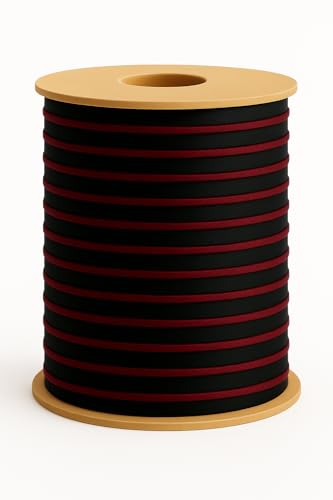 Borte – dekorative Bänder zum Nähen, Schneidern, Basteln, Verpacken und Dekorieren – erhältlich in 2 Längen, verschiedenen Farben und Materialien, hergestellt in Italien (Black Bordeaux Edge, 20 m) von Artefizio